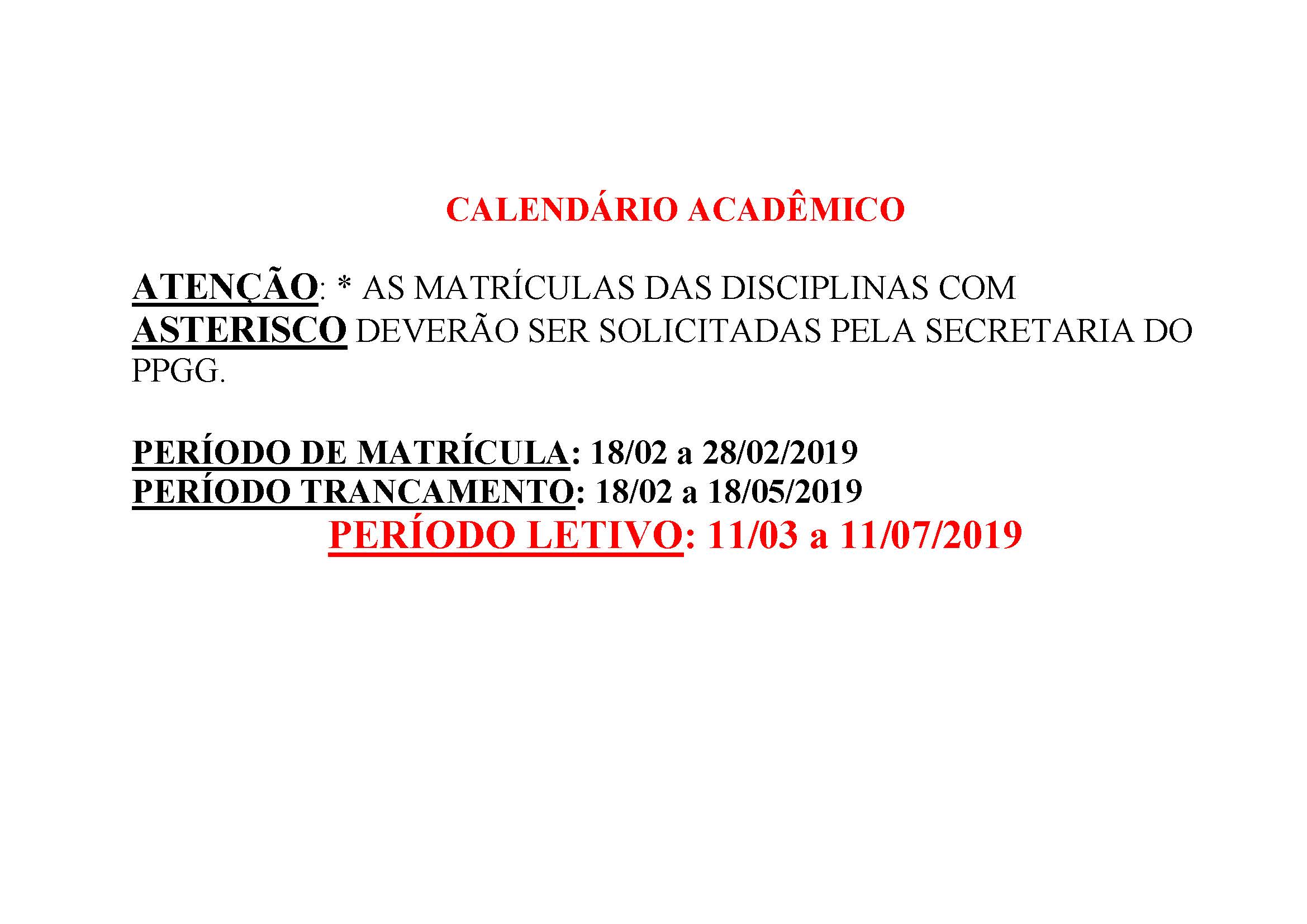 Calendário Acadêmico